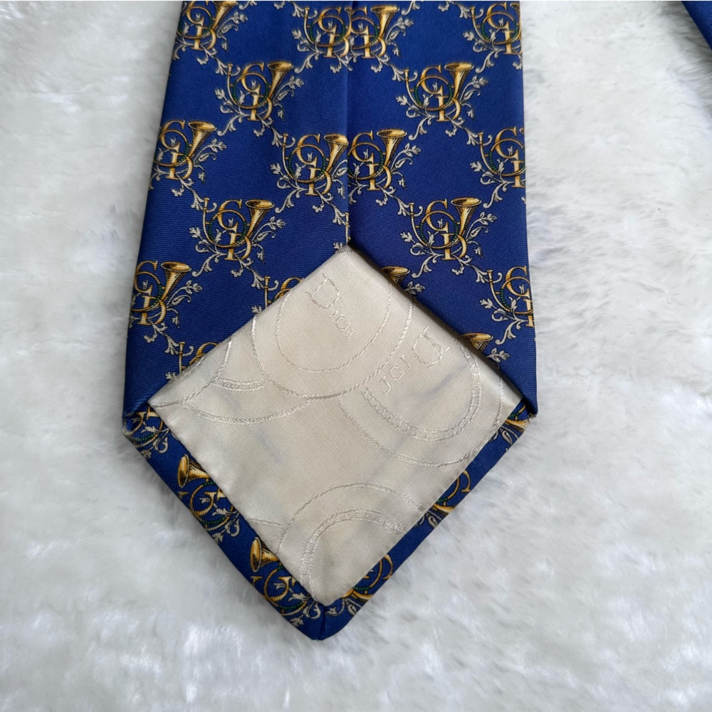 Dior Blue and Gold Men's Tie - Picture 8 of 9